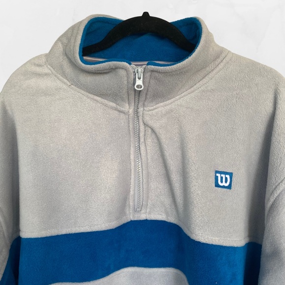 Wilson Mens Grey & Blue Fleece Quarter Zip Sweatshirt - XXL - Picture 4 of 8